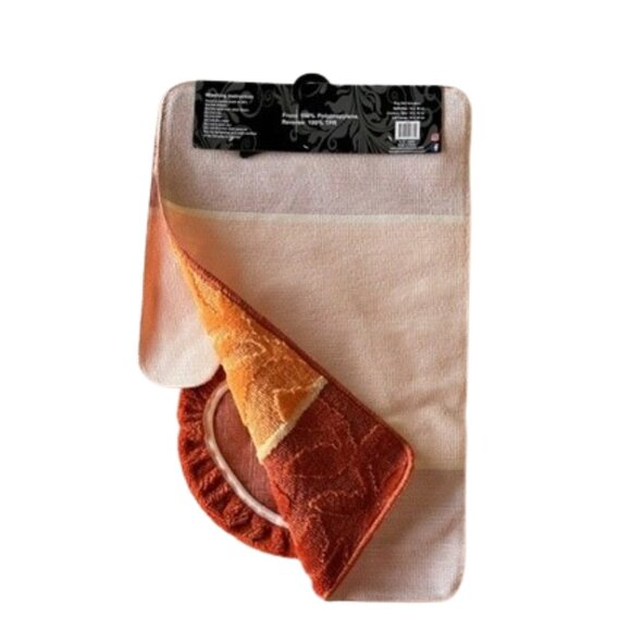 Madison 3 Piece Bathroom Rug Set, Bathroom Rug, Contour Rug & Lid Cover Rust - Picture 3 of 7